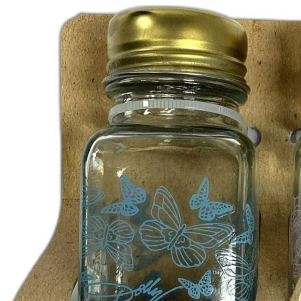 Dolly Parton Salt Pepper Spice Shakers Butterfly Blue Pink Discontinued DG New